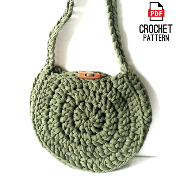 Chunky Tshirt Yarn Crossbody Bag Crochet Pattern Digital Pdf Download