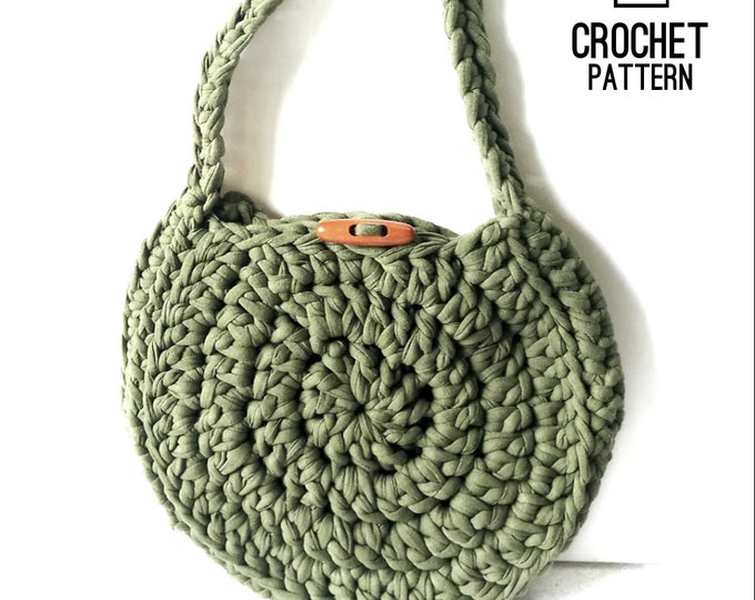 Chunky Tshirt Yarn Crossbody Bag Crochet Pattern Digital Pdf Download