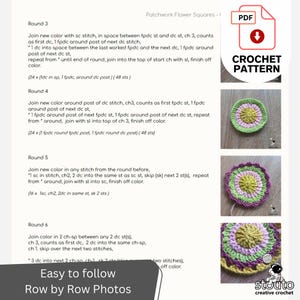 Patchwork African Flower Square Bundle | 4 Large Flowers Squares | PDF Crochet Pattern image 10