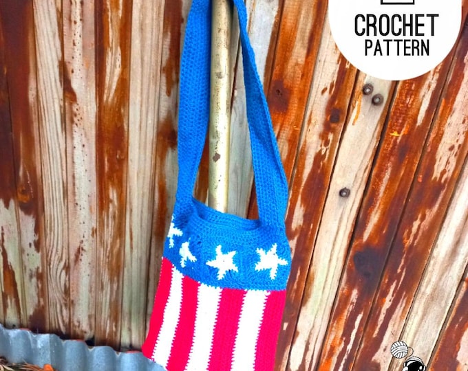 Stars and Stripes 4th of July Crochet Easy Tote Bag PDF Pattern