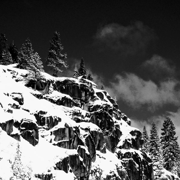 Neige montagnes enneigées, noirs & blanc, à couper le souffle, digital print, lake tahoe, fine art
