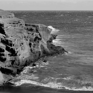 South Point, Big Island Hawaii, Bellas Artes, Digital, Blanco y Negro Fotografía, Pacífico, Océano, Formación De Rock Inusual