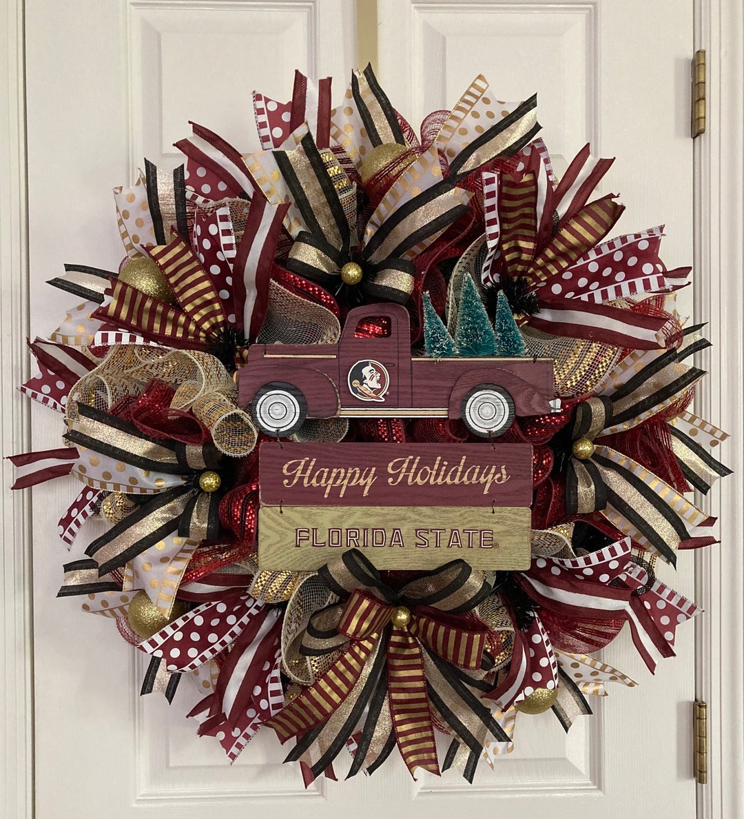 FSU Christmas Wreathflorida State University Holiday Etsy