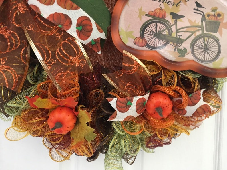 Hello Fall Wreath Fall Wreath Autumn Wreath Vintage Fall Wreath Thanksgiving Wreath Pumpkins Orange brown Wreath Sunflower