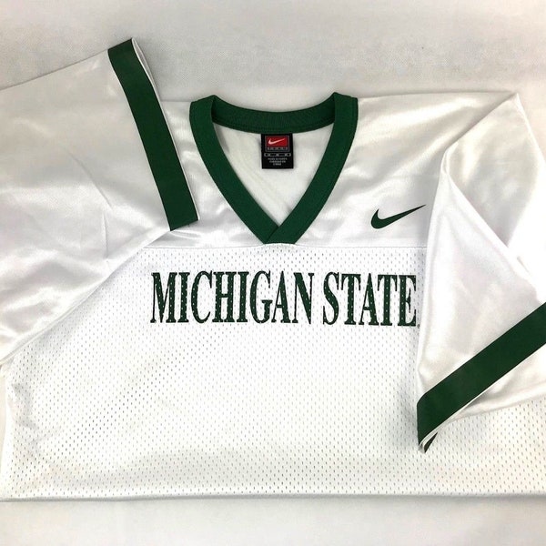 Michigan State Spartans NCAA Football Blank Replica Jersey White with Green