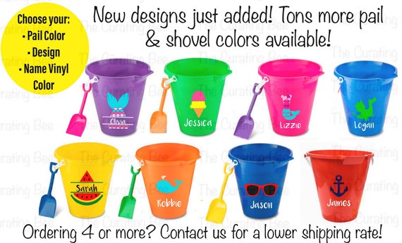 beach pails with shovels