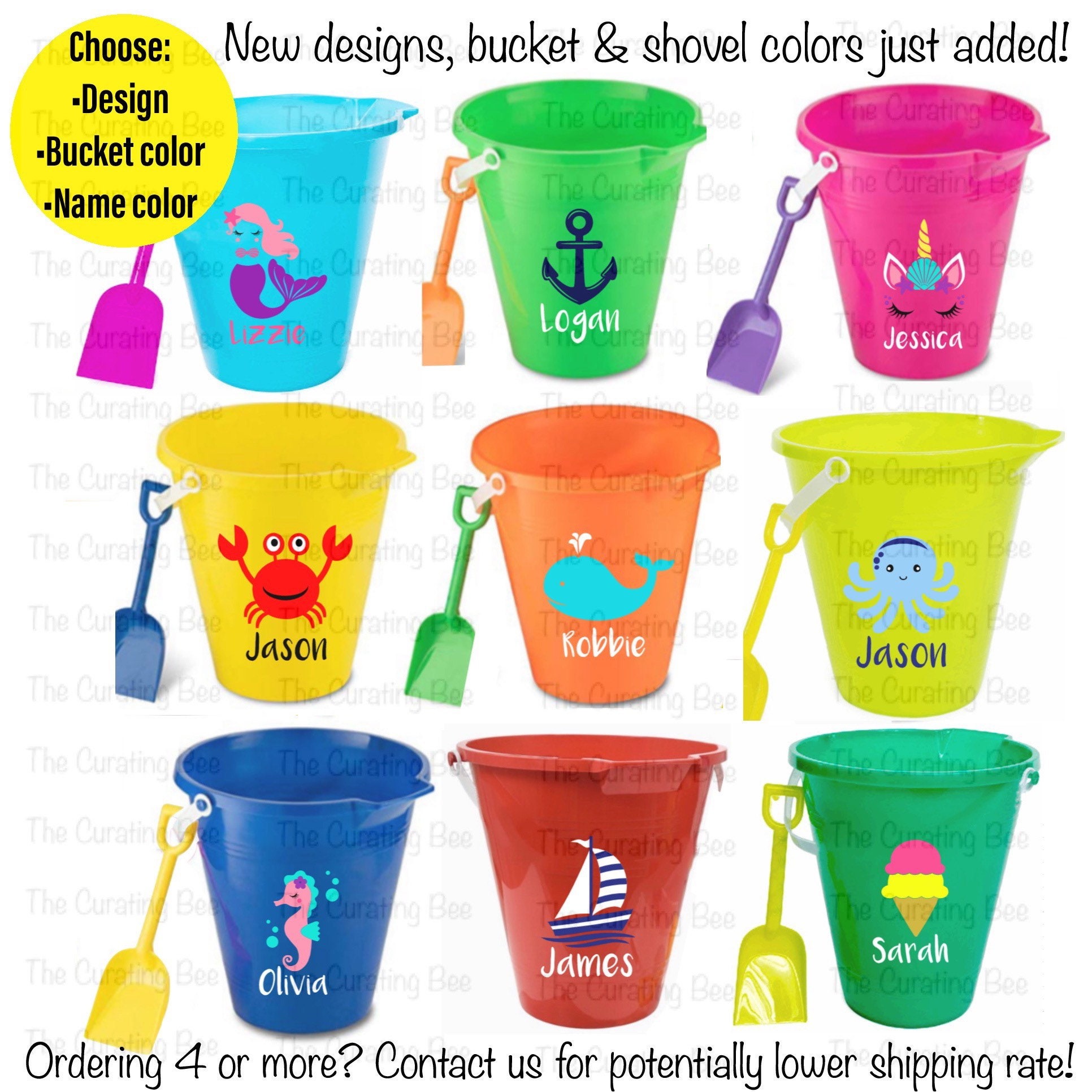 Kids Personalized Beach Pail & Shovel | Toddlers Personalized Beach P…