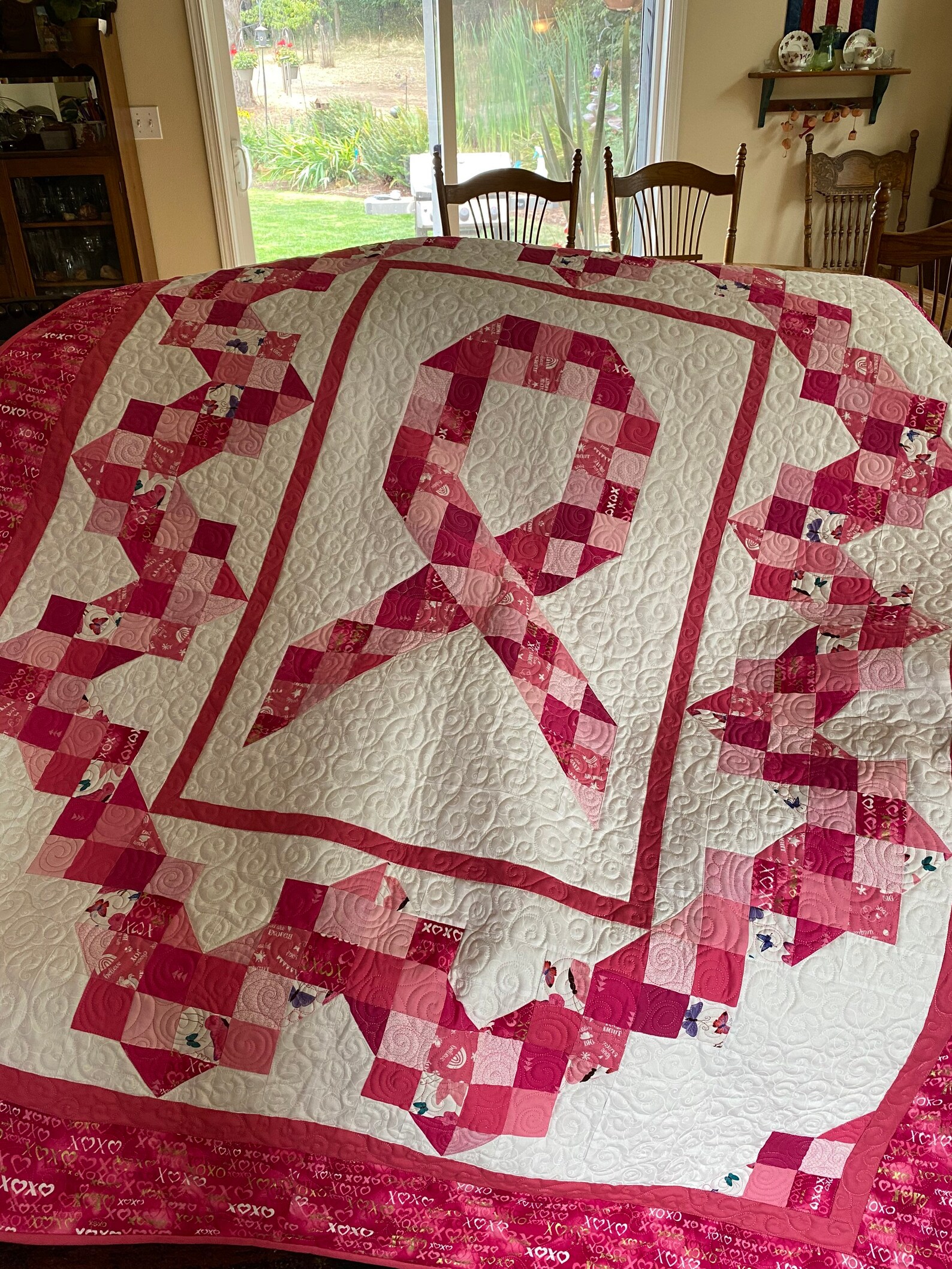 Breast Cancer Ribbon Quilt Kit Made With Gavyns Chevron Etsy