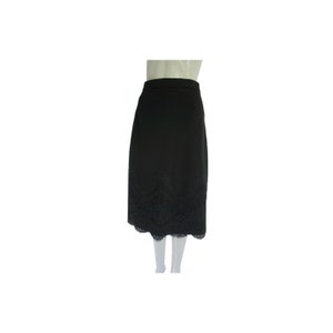 Peggy Jennings Black Lace Trim Scalloped Edge Wool Skirt image 1