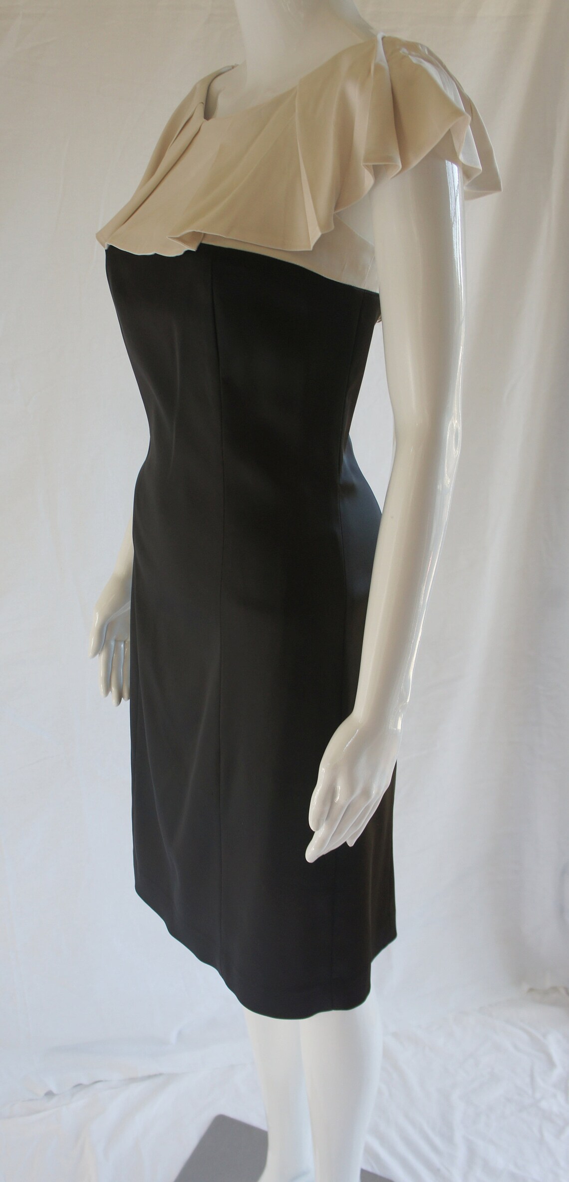 Antonio Melani Black and White Silk Cocktail Dress - Etsy UK