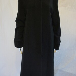 Dolce&Gabbana Black Wool Coat with Standing Collar and Velvet Trim Detail image 10