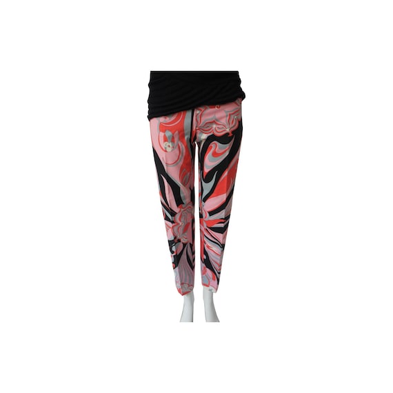 Emilio Pucci Black Grey Pink White Cotton Abstract