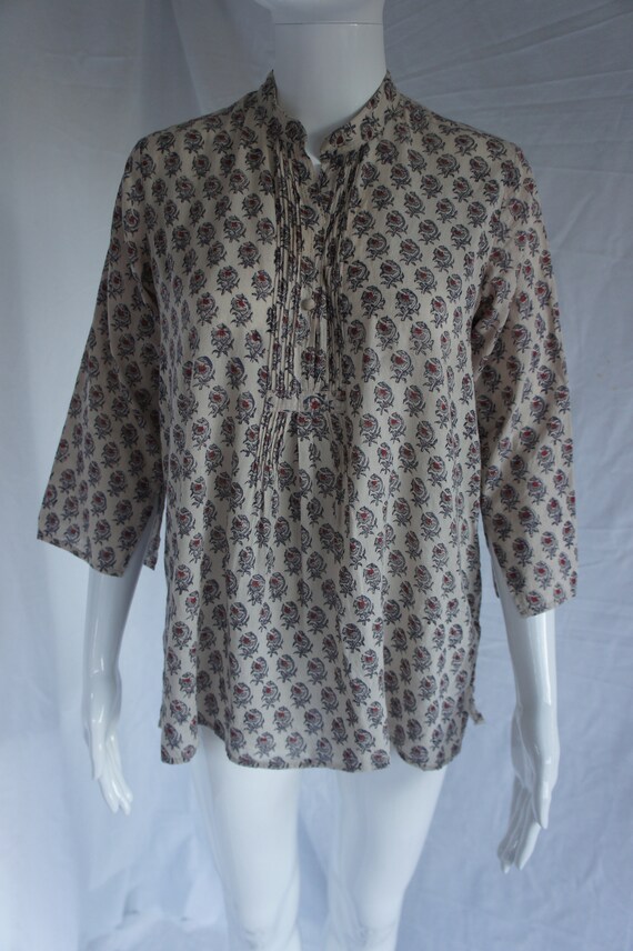 Anokhi Floral Grey Paisley Pintuck Blouse - image 2