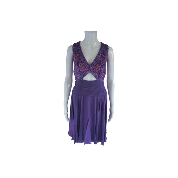 Tadashi Shoji Purple Embroidered Corset and Flounc