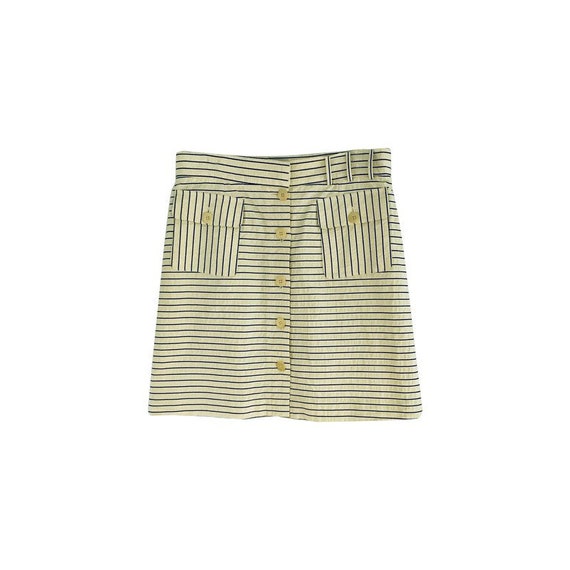 Armani Collezioni White Pinstripe Button-Front Ski