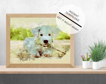 Puppy Water Color  Printable Art-Puppy Artwork Digital Download-Puppy Printables-Digital Download For Home  Office Nursery
