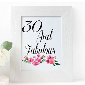 30th Birthday Printable-thirty and Fabulous - Etsy