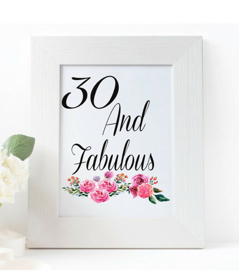 30th Birthday Printable-thirty and Fabulous - Etsy
