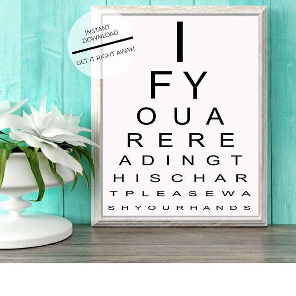 Funny Bathroom Printable Art-Eye Chart Printable-If You Are Reading This Chart Digital Download For Home-Bathroom Reading Digital Download