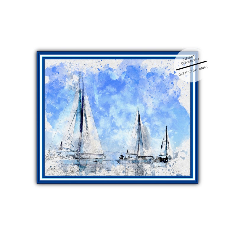 Watercolor Sailboat Printable Wall Artwork-Blue Drinking water A few Sailboats Watercolor Electronic Down load-Sailing Poster photo regarding Sailboat Printable called Watercolor Sailboat Printable Wall Artwork-Blue H2o 3 Sailboats Watercolor Electronic Down load-Sailing Poster