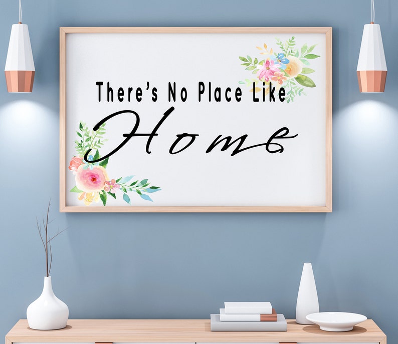 No Place Like Home Printable Art-home Floral Watercolor | Etsy
