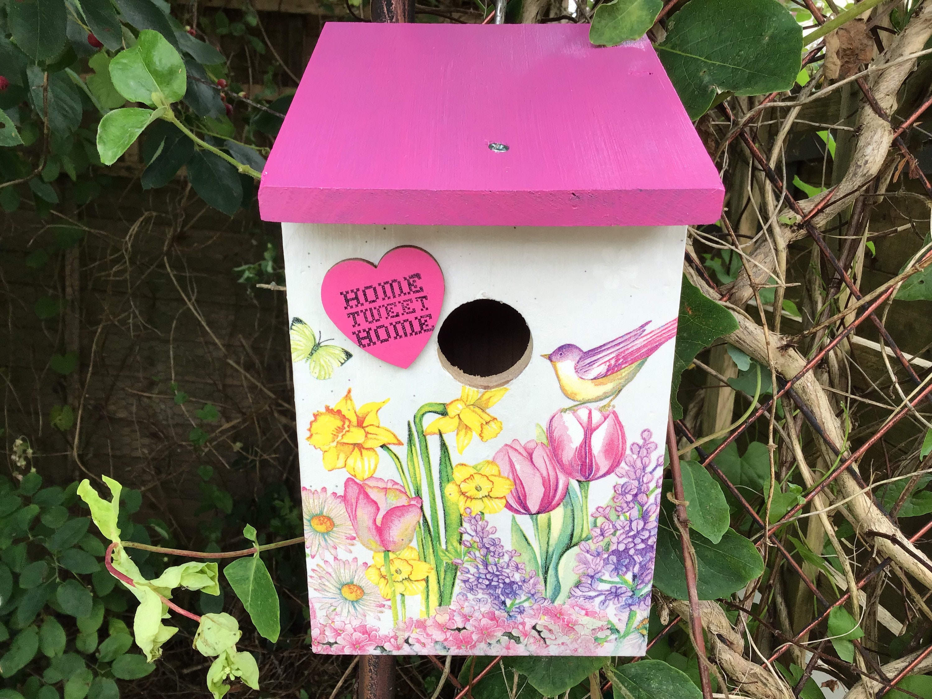 Nesting Bird Box. Decoupaged . Spring .Garden. Gardeners Etsy