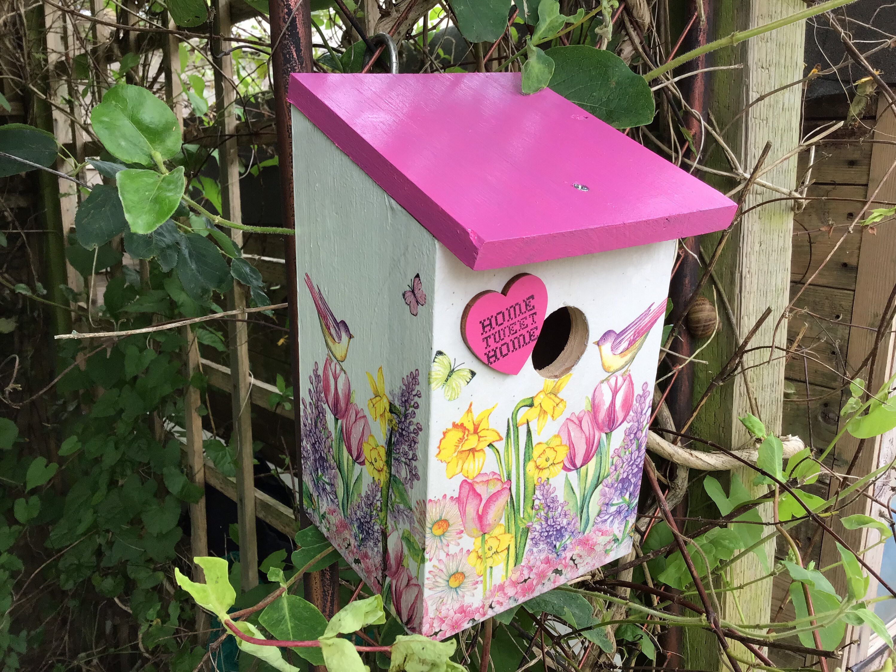 Nesting Bird Box. Decoupaged . Spring .Garden. Gardeners Etsy