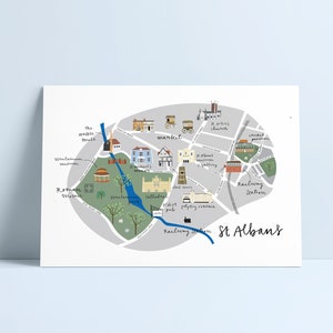 Illustrierte Karte von St Albans - Landschaft