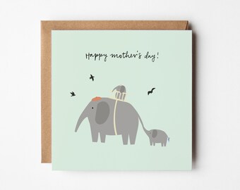 Carte éléphant pour la fête des mères
