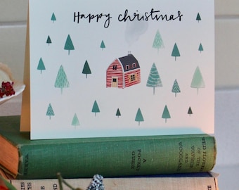 Cartes de Noël Une cabane dans les bois