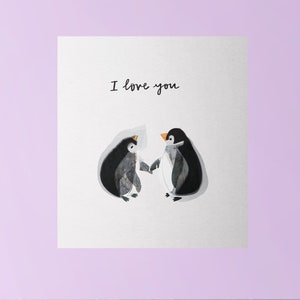Carte Pingouin de la Saint-Valentin Je t'aime
