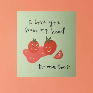 Te amo desde mi cabeza tomates Tarjeta de San Valentín