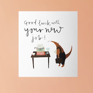 Tarjeta ilustrativa de buena suerte en tu nuevo trabajo