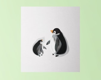 Carte de voeux deux pingouins
