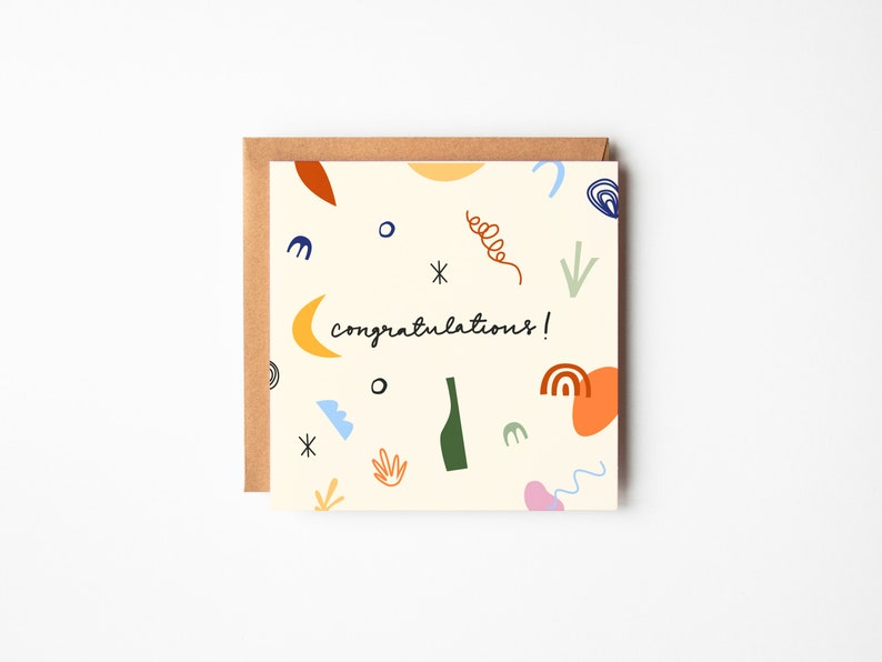 Illustrative Congratulations Card Cream