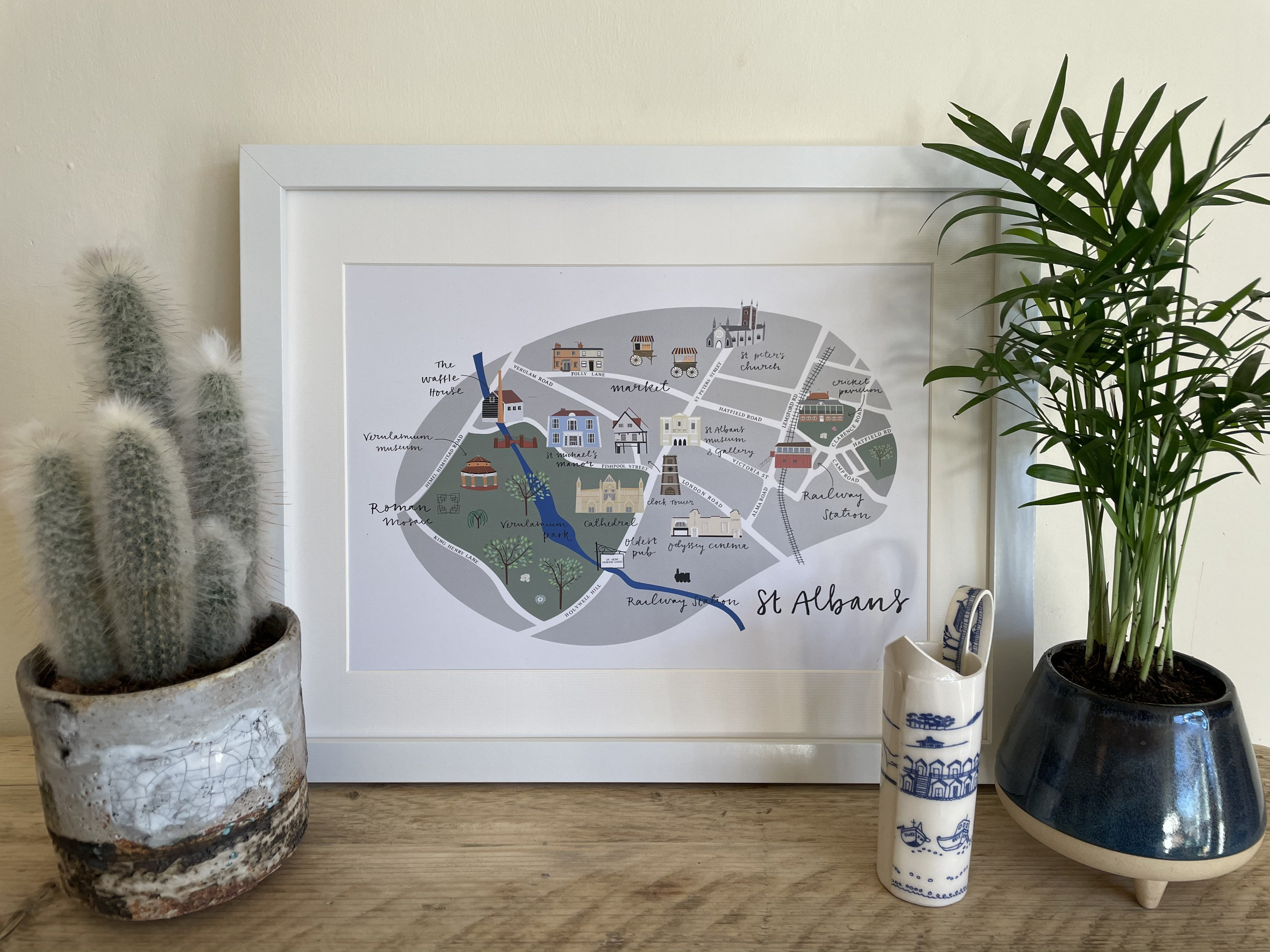 Illustrated Map of St Albans - Landscape - Etsy