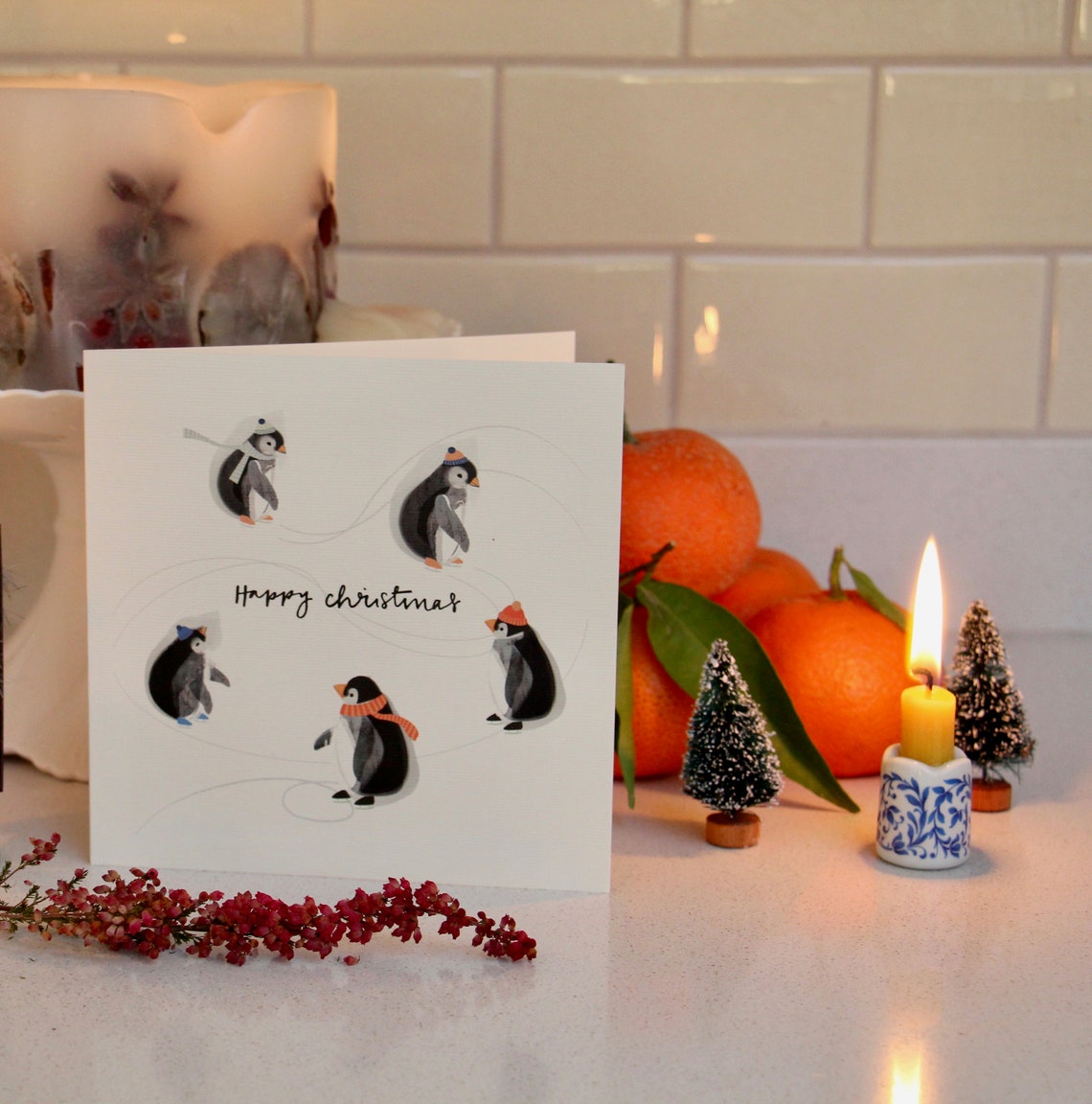 Skating Penguins Christmas Decoration 