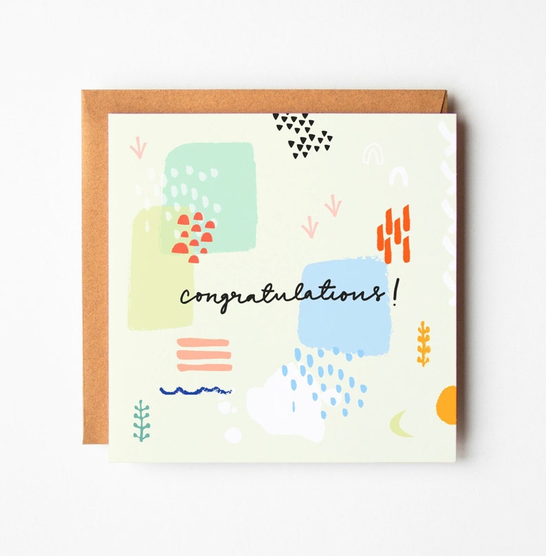 Illustrative Congratulations Card Blue