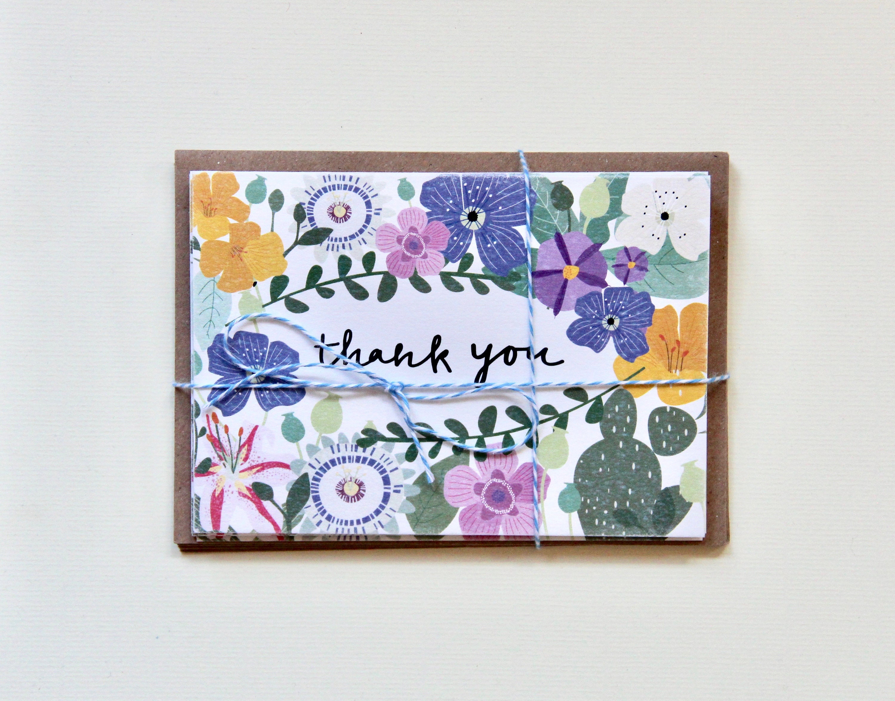 Floral Thank You Card - Etsy UK
