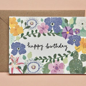 Cartão de aniversário floral