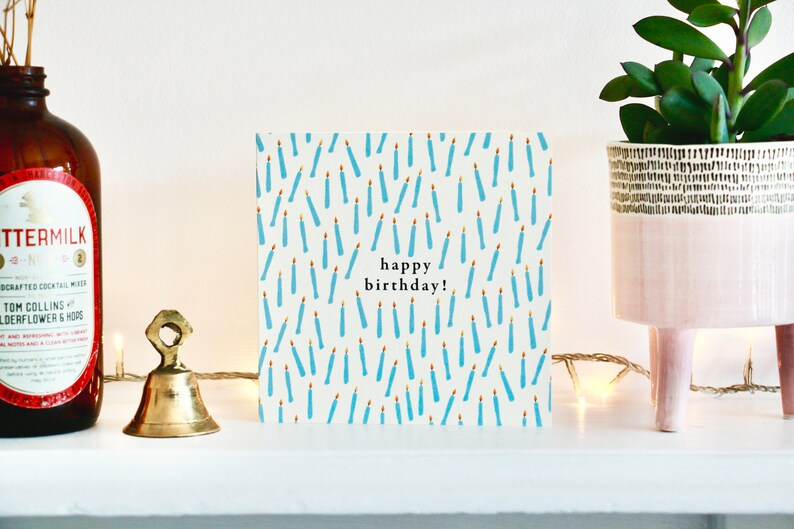 Carte joyeux anniversaire bougies bleues image 2