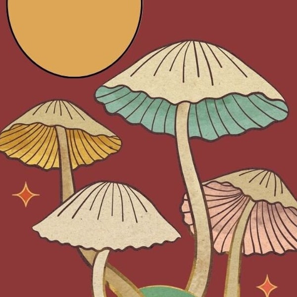 Mushroom Cottage Core Digital Bookmark