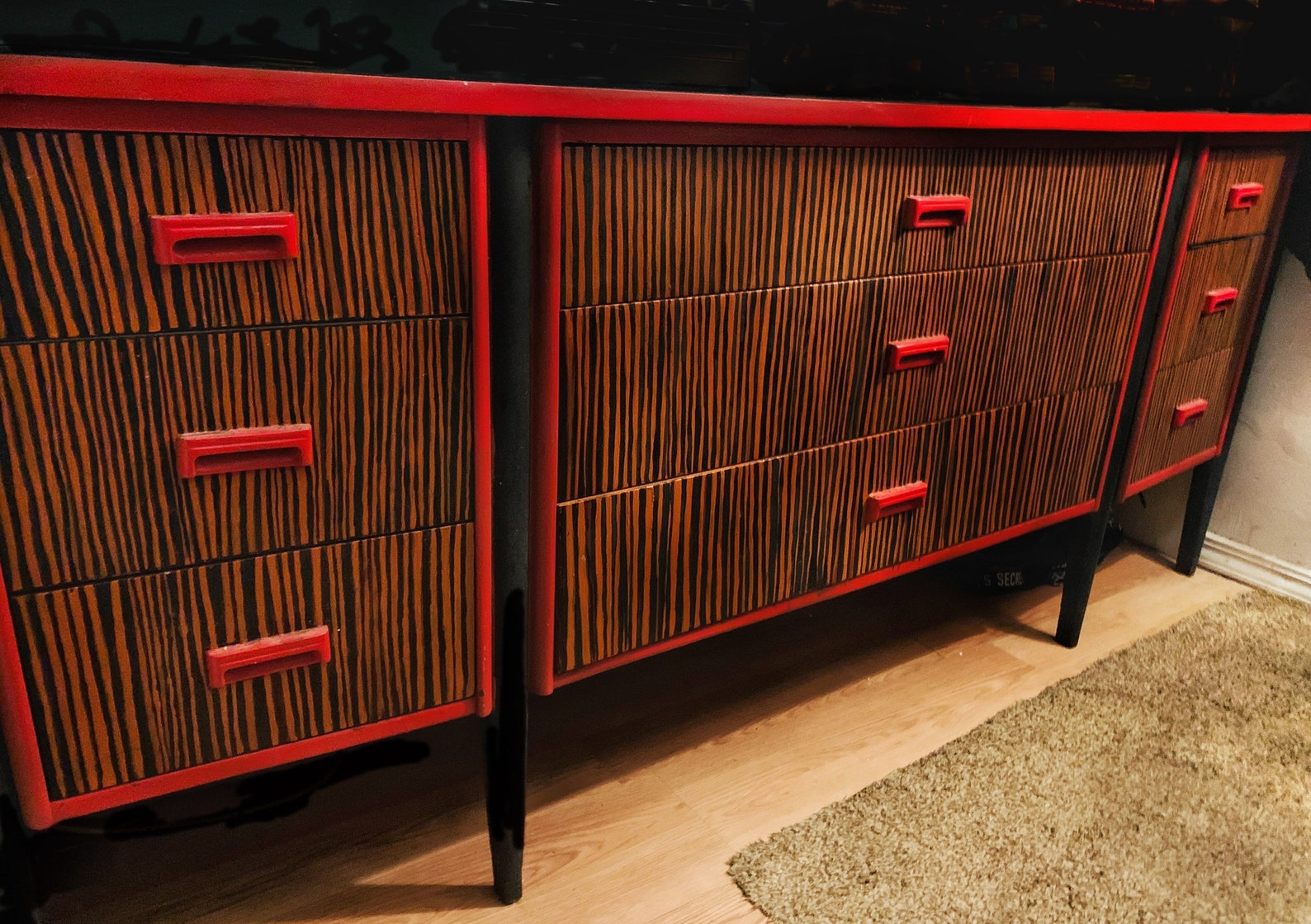 Custom Painted MCM Dresser With Inset Drawer Pulls Etsy