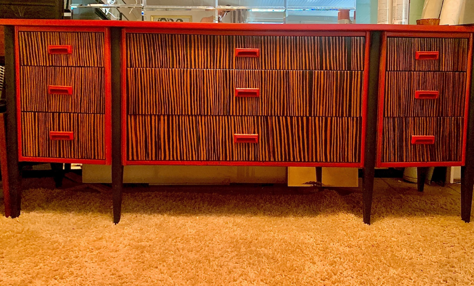 Custom Painted MCM Dresser With Inset Drawer Pulls Etsy