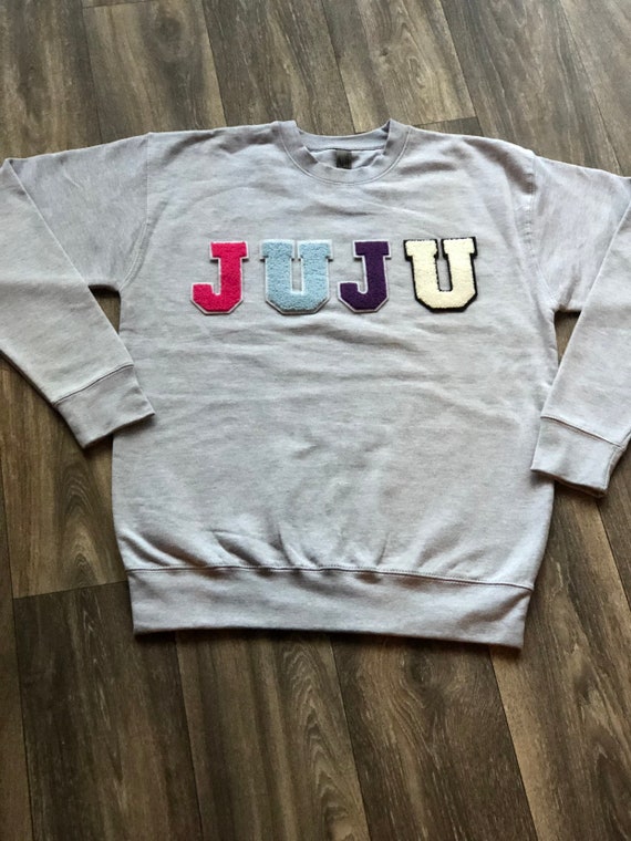Personalized Sweatshirt with Chenille Letter Patches Etsy