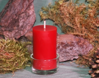 10 beeswax pillar candles 100% cotton 3.8 x 5.5 cm tealight diameter, red