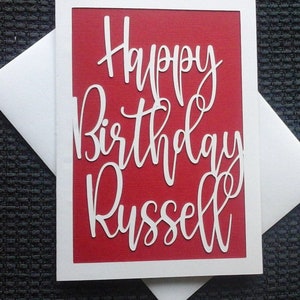 Personalised card with script;customised birthday card