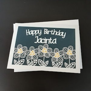 Personalised birthday card with flowers, Custom Made.