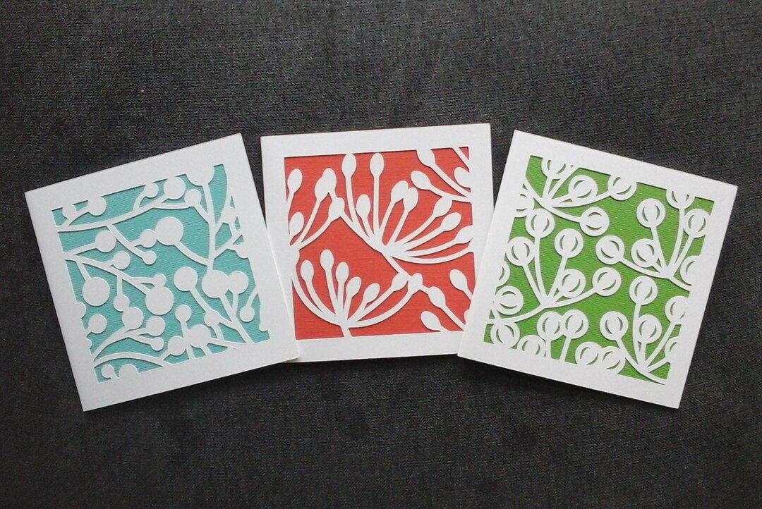 Set of 3 Modern Botanical Note Cards - Etsy