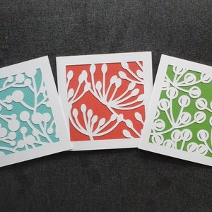 Set of 3 modern botanical note cards